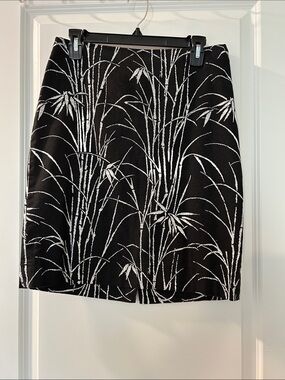 Talbots Black and White Botanical Mini Skirt